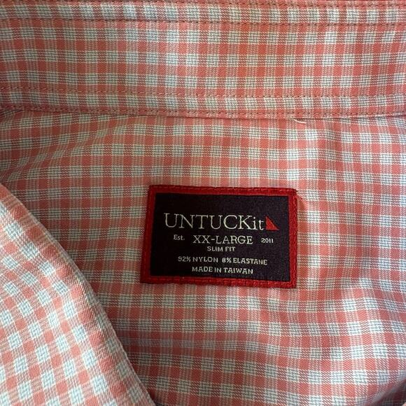 UNTUCKit Performance Nylon Plaid Button Front Shirt Slim Fit Men's Size 2XL - Picture 2 of 7